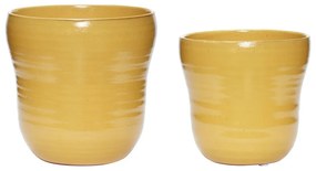 Set 2 ghivece din ceramică Hübsch Tina, galben