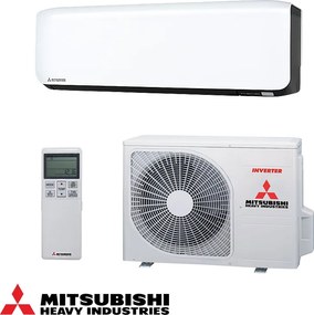 Aparat de aer conditionat cu invertor Mitsubishi Heavy Industries SRK25ZS-WFB + SRC25ZS-W, 9000 BTU, 20 m², A+++, Wi-Fi, R-32, Alb/Negru