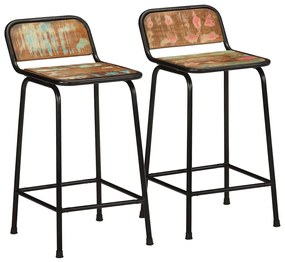 vidaXL Scaune de bar 2 buc 46x35,5x80 cm lemn masiv recuperat