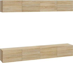 vidaXL Dulapuri TV de perete, 4 buc, stejar sonoma, 100x30x30 cm