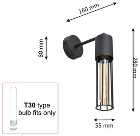 Lampă de perete MELODY 1xE27/15W/230V negru