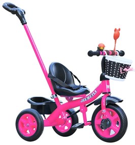 Tricicleta cu pedale pentru copii 2-5 ani, cu maner parental detasabil, Roz
