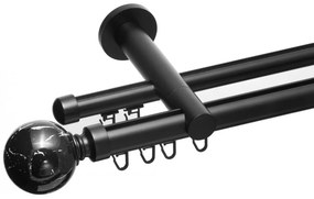 Galerie metalica dubla teava profil Ball 25/19 negru (Alege marime: 140 cm)