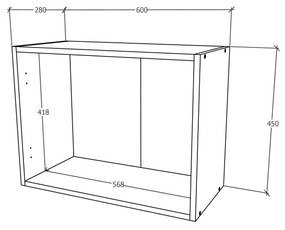 Corp haaus Karo, Stejar Sonoma Inchis/Alb, 60 x 30 x 45 cm