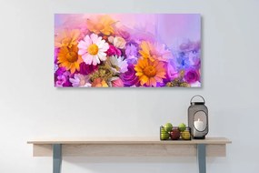 Tablou pictură în ulei a florilor colorate