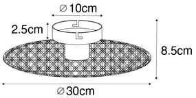 Lampă rustică de tavan și perete neagră cu ratan 30 cm - Kata