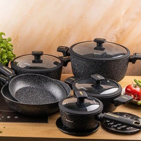 Set oale marmorate cu capace 12 peise Klausberg KB-7968, negru