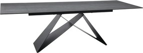 Masa moderna dining WESTIN, gri/negru, sticla/metal, 160-240x90x77 cm