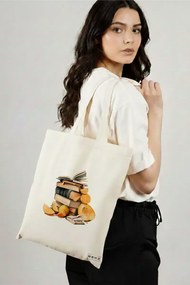 Sacosa de Panza pentru Cumparaturi, Geanta Tote, model Books 7 38 x 34.5 cm, Alba, BEKZ®