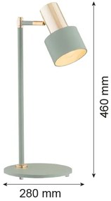 Lampă de masă Argon 4276 DORIA 1xE27/15W/230V verde/alămie