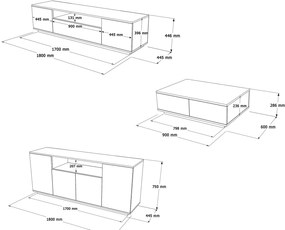 Mobilier living Freddie 18 (Pin atlantic + Alb). 1073055