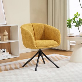 HOMCOM Fotoliu, scaun tapițat cu cupă de șezut confortabilă, rotativ, tapițerie moale, până la 120 kg, Galben | Aosom Romania