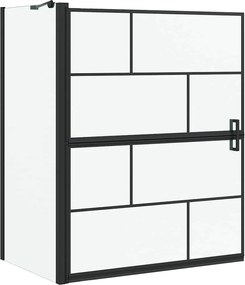 vidaXL Ecran de baie pentru duș Negru și transparent 116 x 68 x 128 cm