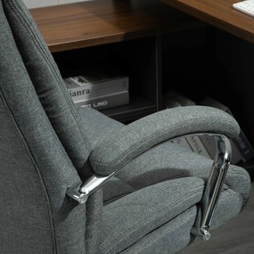 Vinsetto Scaun de birou cu funcție de balans, scaun ergonomic cu brațe capitonate, suport pentru cap ajustabil, scaun de birou rotativ cu spătar din nailon Gri 65 x 78 x 110-118 cm | Aosom Romania