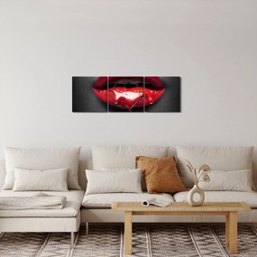 Tablou cu buze de femeie (cu ceas) (90x30 cm)