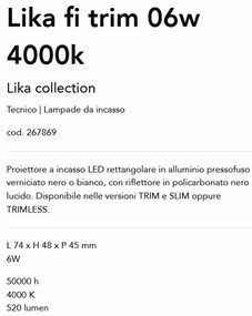 Corp incastrabil cu 2 spoturi LED Lika fi trim 06W 4000K