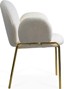 Scaun dining crem din material boucle cu aspect elegant BUC 282