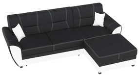 Colţar, piele ecologică albă/material textil negru, model dreapta, MARUTI