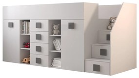 Pat multifuncțional 90 cm Toreno 3 (Alb + alb lucios + mânere gri lucios) (D). 1083338
