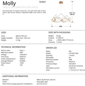 Lustra LED design ultra-modern Molly auriu roze 80cm SV-763967