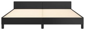 Cadru de pat cu tablie, negru, 160x200 cm, piele ecologica Negru, 160 x 200 cm, Nasturi de tapiterie