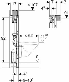 Rezervor incastrat Geberit Duofix pentru wc suspendat, 98 cm, cu rezervor incastrat Omega 12 cm