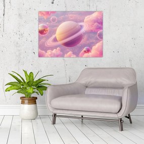 Tablou pe sticlă - Planetă roz (70x50 cm)
