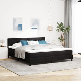 vidaXL Pat box spring cu saltea, negru, super king, catifea