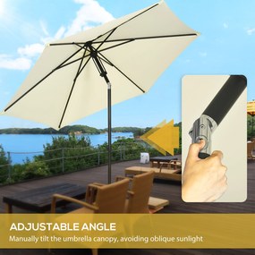 Outsunny Umbrelă de Soare pentru Grădină, Material Poliester și Structură Metalică cu 6 Bare, Ø262x243cm, Bej și Negru | Aosom Romania