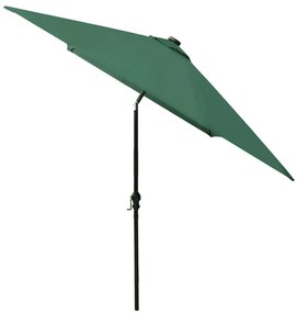 Umbrela de soare cu stalp din otel  LED-uri, verde, 2x3 m Verde
