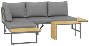 Outsunny Set modular de mobilier de grădină din lemn de acacia 6 locuri, colțar cu masă, gri | Aosom Romania