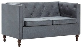 247159 vidaXL Canapea Chesterfield cu 2 locuri, gri, tapițerie țesătură