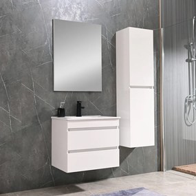 Mască de baie Cube 60 cu chiuvetă ceramică, 2 sertare, vopsită în alb lucios