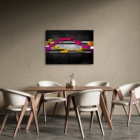 Tablou pe sticlă - Abstrac colorat, fundal negru (70x50 cm)