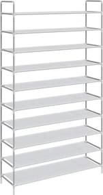 vidaXL Raft încălțăminte 10 etajere, metal și textil nețesut, argintiu