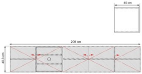 Comodă TV suspendată Asha 200 cm, partea frontală riflat – stejar artisan / negru mat