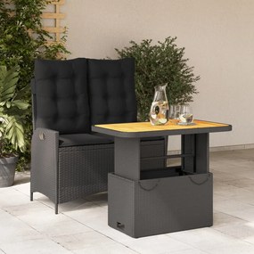 3277454 vidaXL Set mobilier de grădină cu perne, 2 piese, negru, poliratan