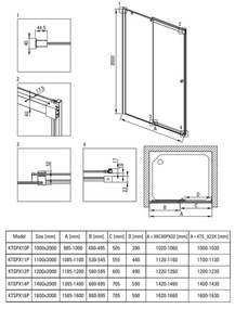 Usa sticla dus culisanta 160x200 cm profil crom Deante Kerria Plus 1600x2000 mm, Crom lucios