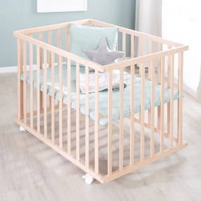 Țarc pentru copii în culoare naturală cu înălțime reglabilă/cu roți 75x100 cm Style – Roba