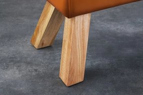 Bancheta din lemn si piele Turnbock 100cm