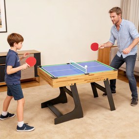 SPORTNOW Masă de Jocuri 13 în 1 Pliabilă cu Fotbal de Masă, Ping Pong, Hockey, Biliard, Șah și Altele, Nuc | Aosom Romania
