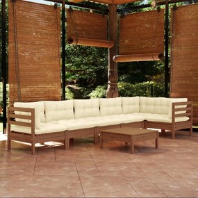 3096403 vidaXL Set mobilier grădină cu perne, 7 piese, maro miere, lemn de pin