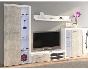 Mobilier living Rokara (Alb + beton deschis) (fără iluminat). 1058621