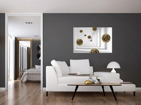 Tablou abstract cu mingi de fotbal (90x60 cm)