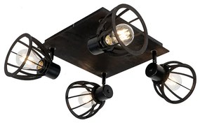 Plafoniera industriala neagra cu 4 lumini - Fotu