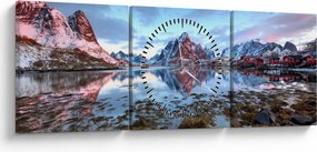 Tablou - Răsărit de soare deasupra Reine (cu ceas) (90x30 cm)