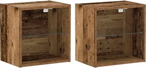 vidaXL Raft flotant cu lumină LED cu raft 2 pcs Maro 40 x 28,5 x 40 cm