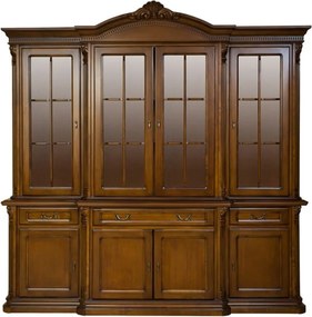 Bufet lemn masiv Briston cu Vitrină 4 Uși, 229.5 × 56.5 × 230 cm