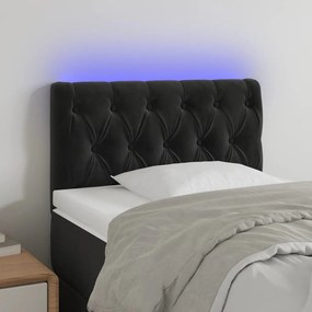 3121980 vidaXL Tăblie de pat cu LED, negru, 80x7x78/88 cm, catifea