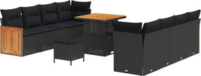 vidaXL Set de canapele pentru grădină cu pernă 12 pcs Negru poliratan